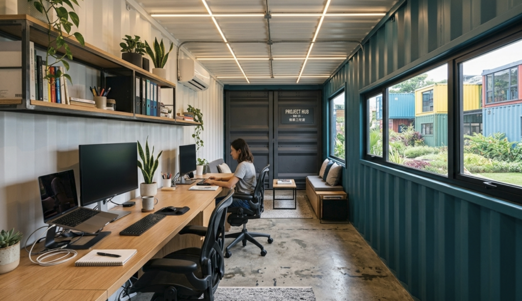 container office interior project management workspace