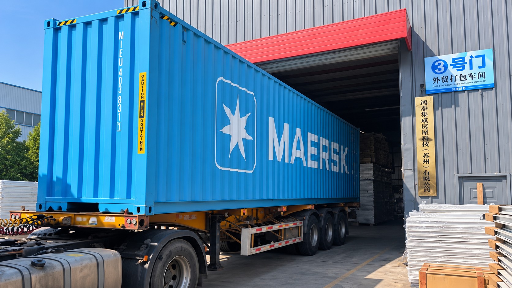 40hq container house export loading
