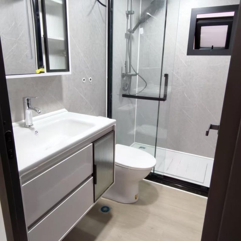 Bathroom inside an expandable container house